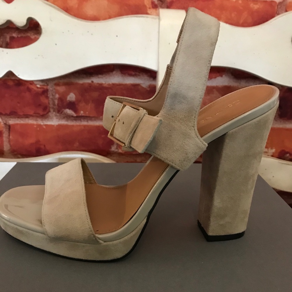 Calvin Klein Nude strappy suede heels